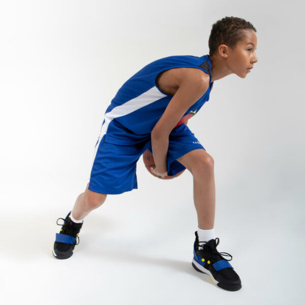 Basketballshorts SH500 Kinder blau/weiss