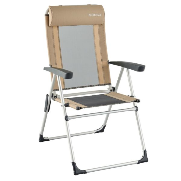 Campingstuhl Komfort klappbar mit Kopfstütze Alu/Stahl beige