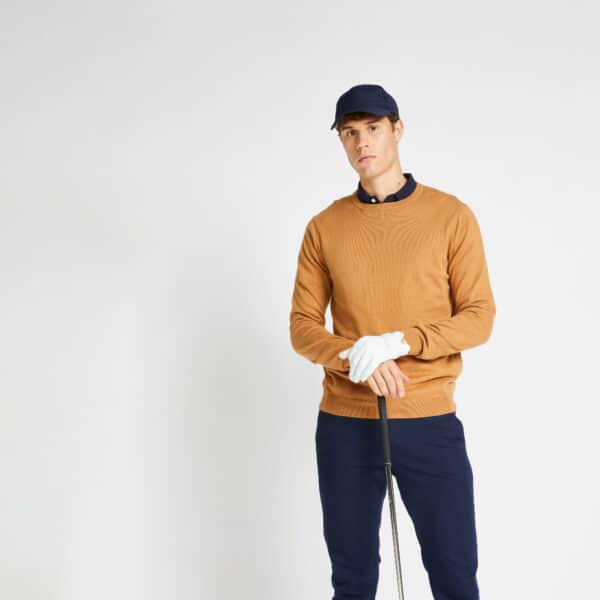 Golf Pullover Rundhals MW500 Herren nussbraun