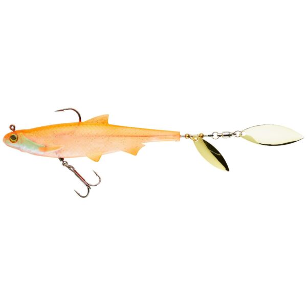 Gummiköder Shad mit Spinnerblättern Roachspin 120 orange Spinnfischen