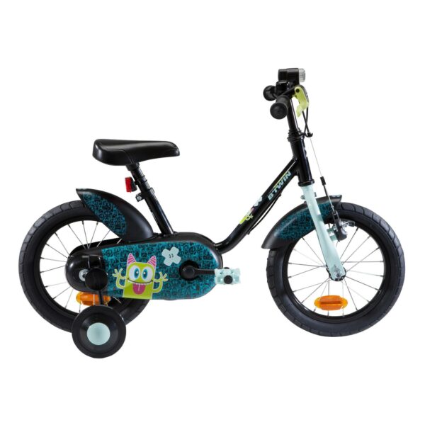 Kinderfahrrad 14 Zoll 500 Monster schwarz/türkis