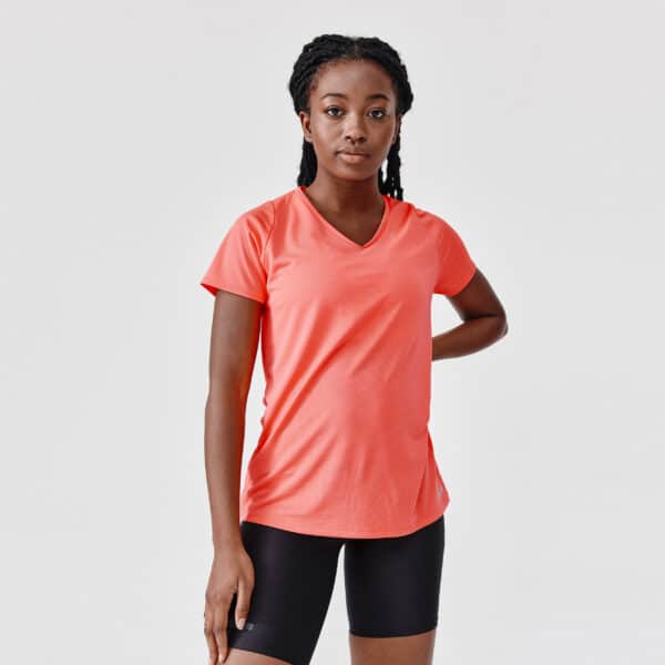 Laufshirt kurzarm atmungsaktiv Dry Damen korallenrosa