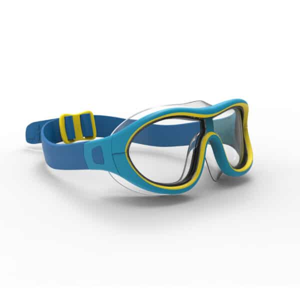 Schwimmmaske 100 Swimdow V2 Grösse S klar blau