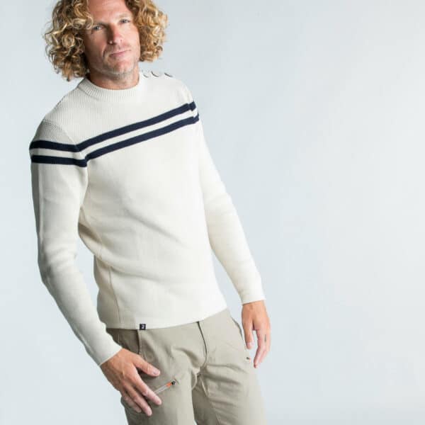 Segelpullover Herren beige/blau gestreift