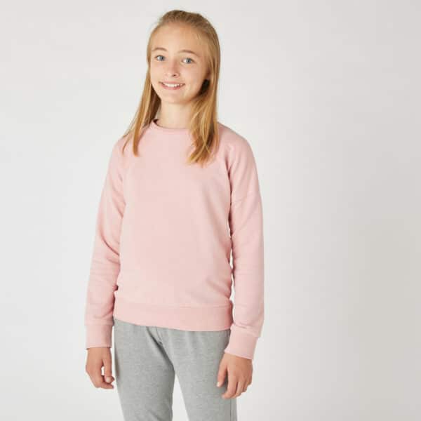 Sweatshirt Basic Rundhalsausschnitt French Terry Baumwolle Kinder rosa