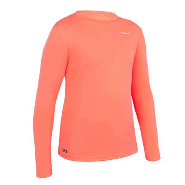 UV-Shirt langarm Surfen Kinder koralle