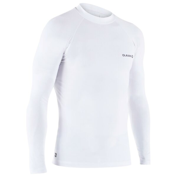 UV-Shirt langarm Surfen UV-Top 100 Herren weiss