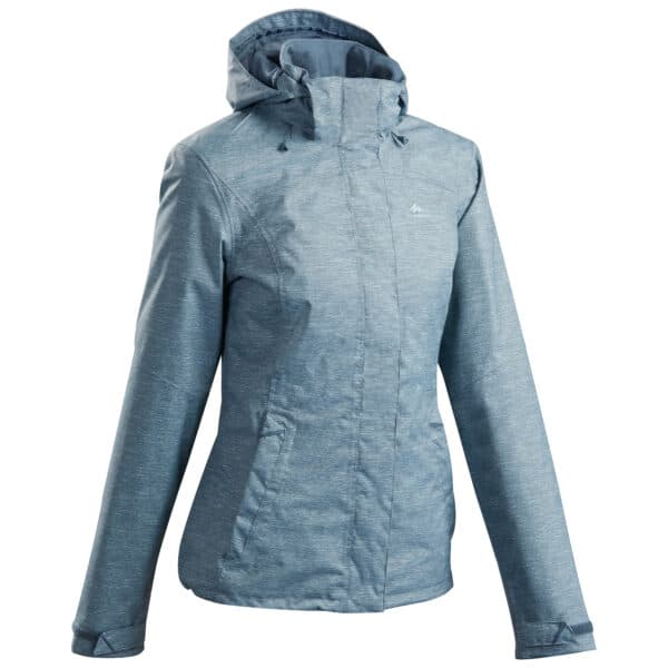 Wanderjacke Bergwandern MH100 Wasserdicht Damen blaugrau