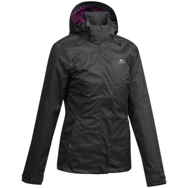 Wanderjacke Bergwandern MH100 Wasserdicht Damen schwarz