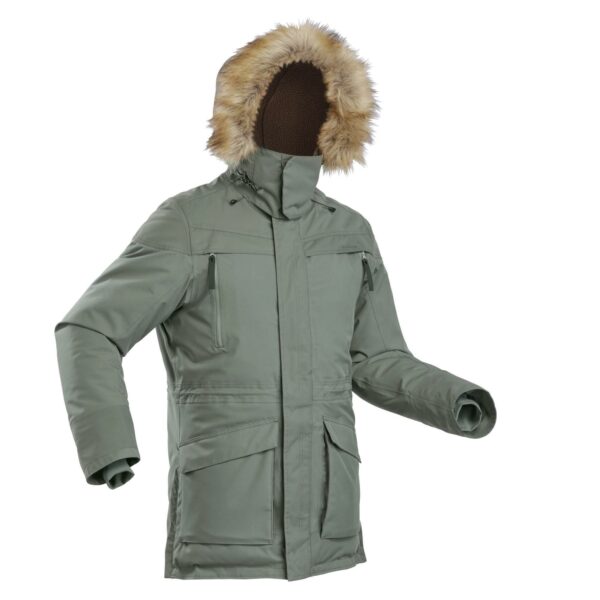 Wanderjacke Parka Winterwandern SH500 Ultra-Warm wasserdicht -20 °C Herren khaki