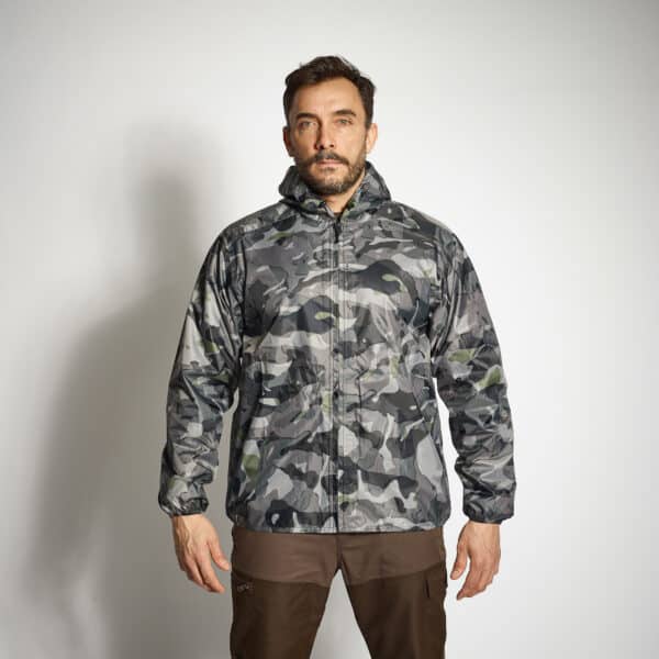 Regenjacke 100 leicht CAMOUFLAGE GRAU