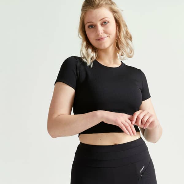 T-Shirt Crop Top Kurzarm Fitness