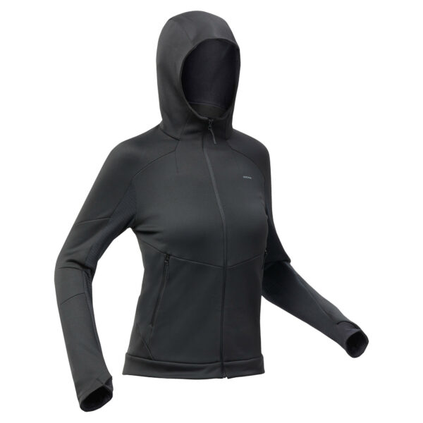 Fleecejacke Damen Wandern mit Kapuze - MH520 schwarz