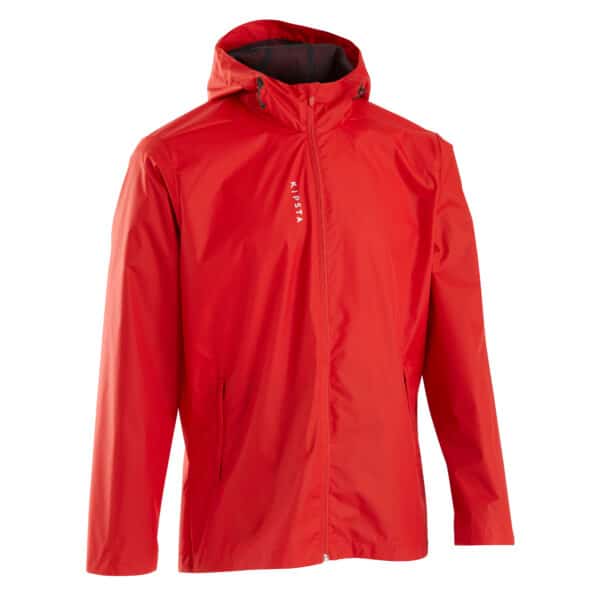 Regenjacke Fussball T100 wasserdicht Damen/Herren rot