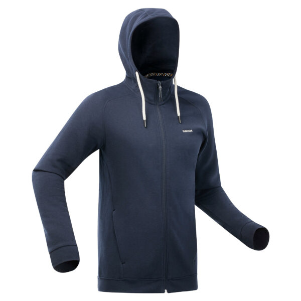 Sweatjacke Naturwandern NH150 mit Kapuze und Reißverschluss Herren marineblau