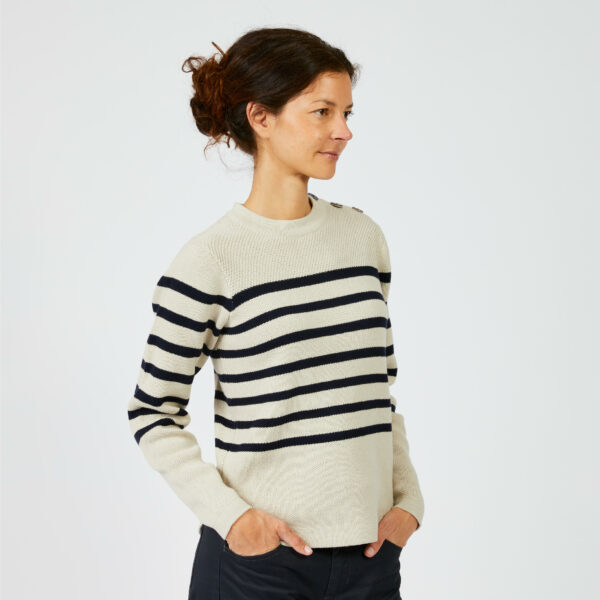 Segelpullover Damen beige/blau