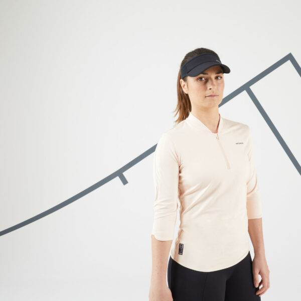 Tennis T-Shirt Damen Dry 900 3/4 beige/rosé