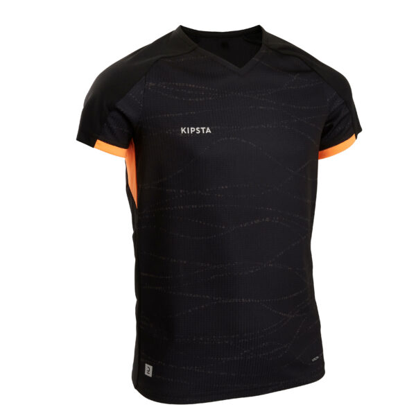 Fussballtrikot Viralto Mädchen schwarz/orange