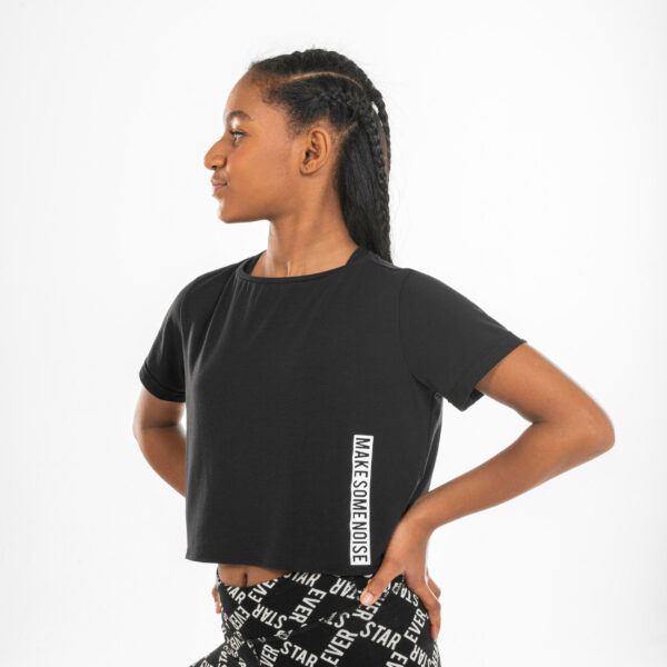 T-Shirt Crop Top Mädchen Modern Jazz Dance fliessend - schwarz