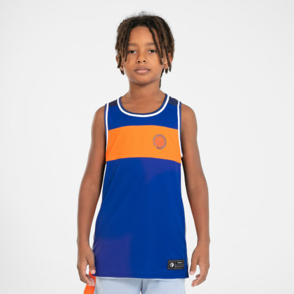 Kinder Basketball Trikot - T500R hellblau/marineblau