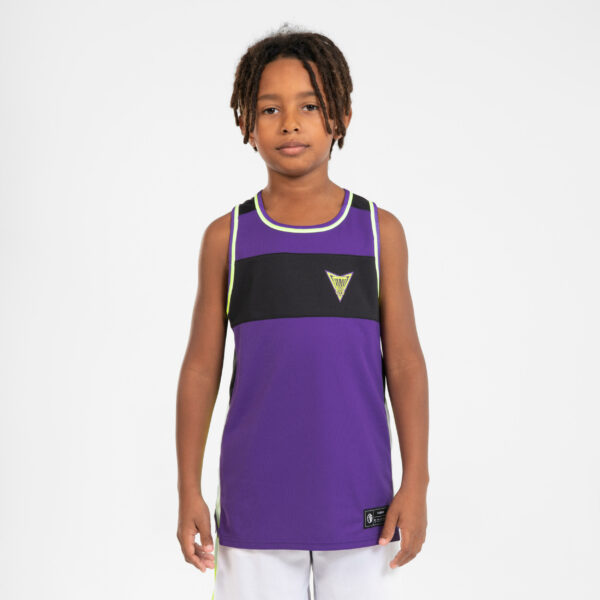 Kinder Basketball Trikot - T500R weiss/violett