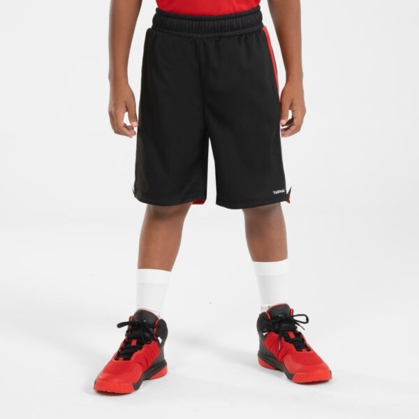 Kinder wendbare Basketball Shorts - SH500R schwarz/rot